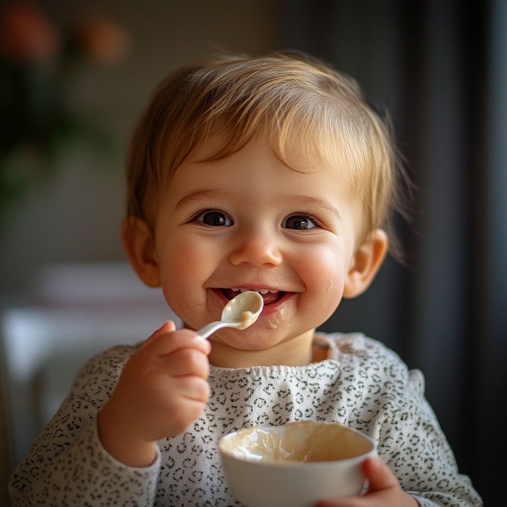 Bebé comiendo yogurt - Imagen: Blanca Campos