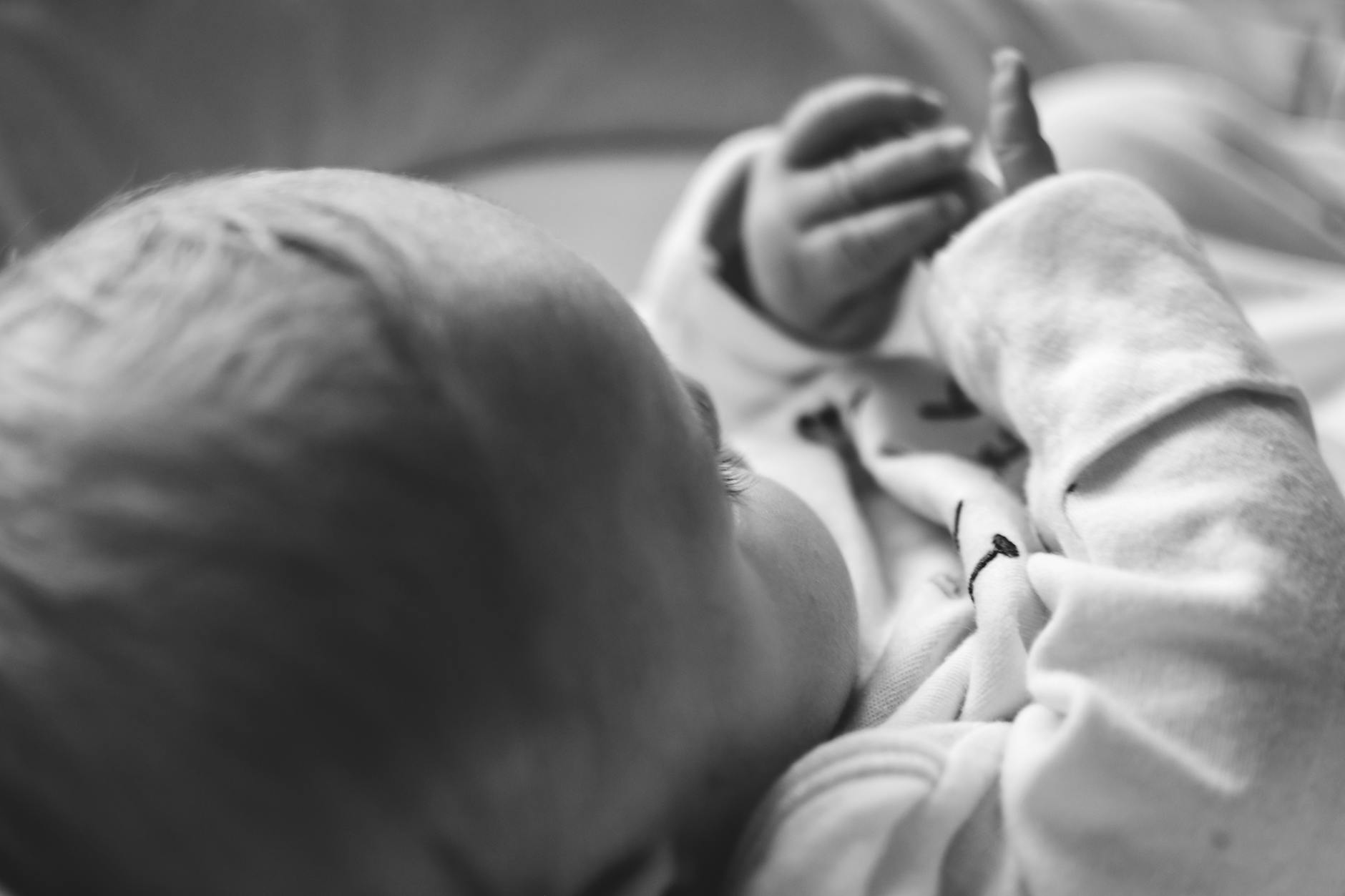 grayscale photography of a baby