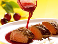 Solomillo con salsa de grosellas