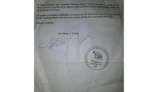 La carta que certifica al Ratoncito Pérez que un niño perdió su diente