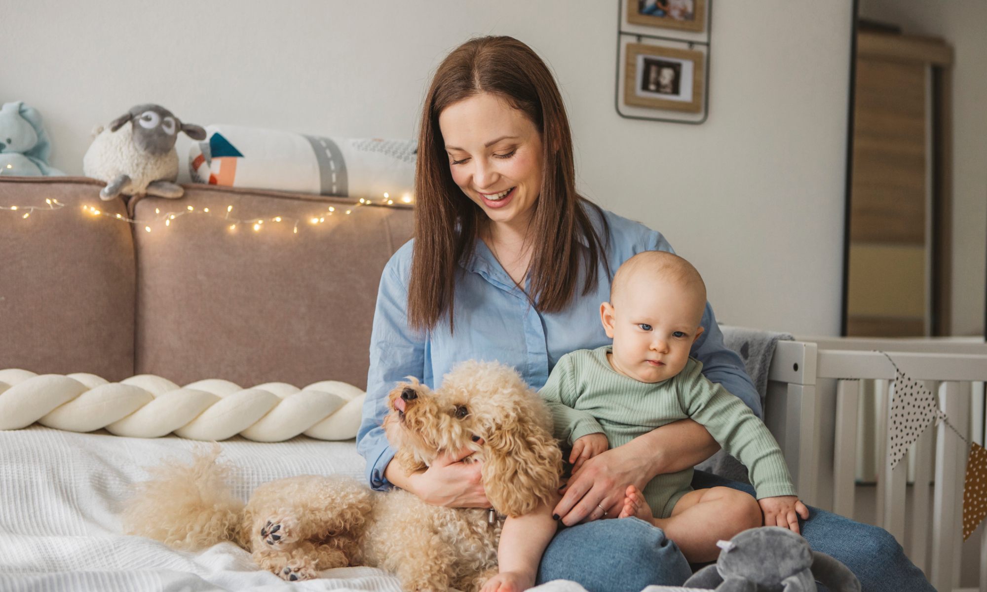 Perro y bebé en casa