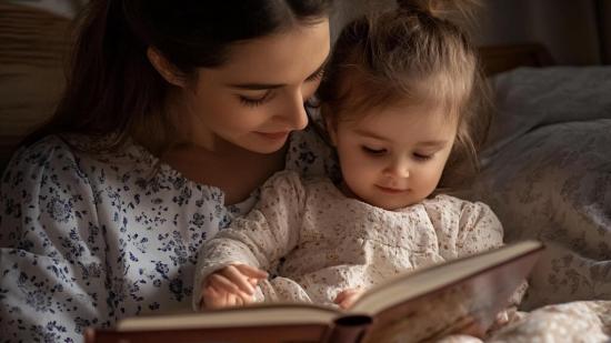 Madre leyendo un cuento a su hija - Blanca Campos