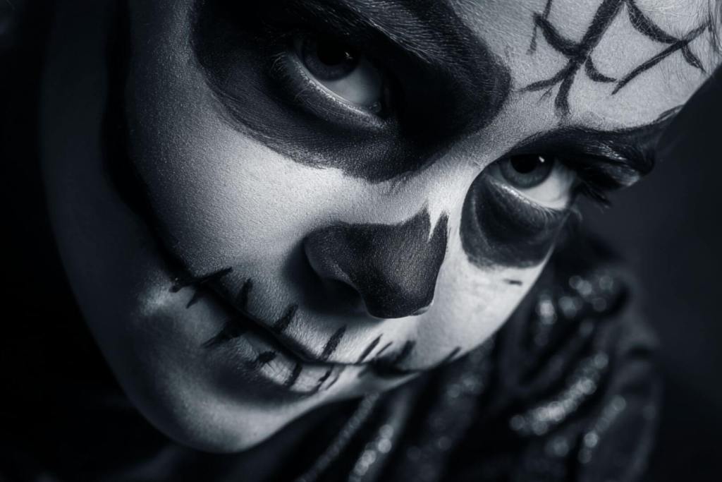 El look de calavera clásica es sencillo y efectivo para la noche de Halloween.