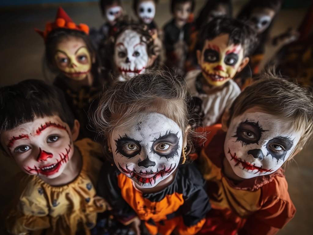 Niños y niñas disfrazados por Halloween