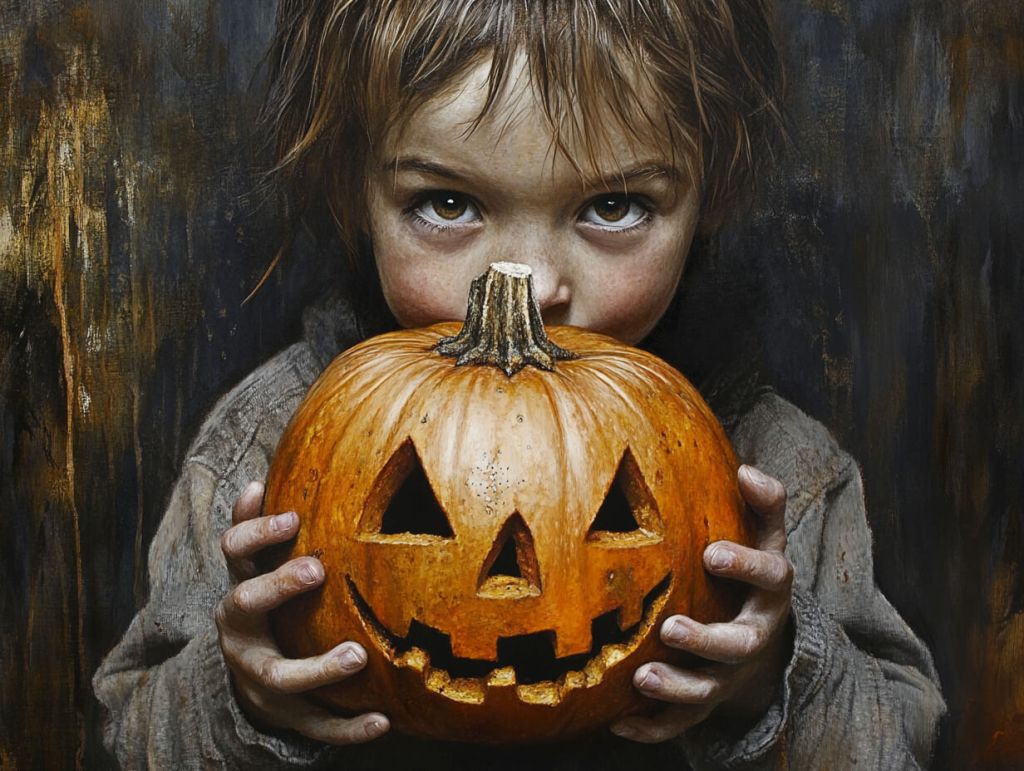 Un peque con una calabaza de halloween (foto: R.G.)