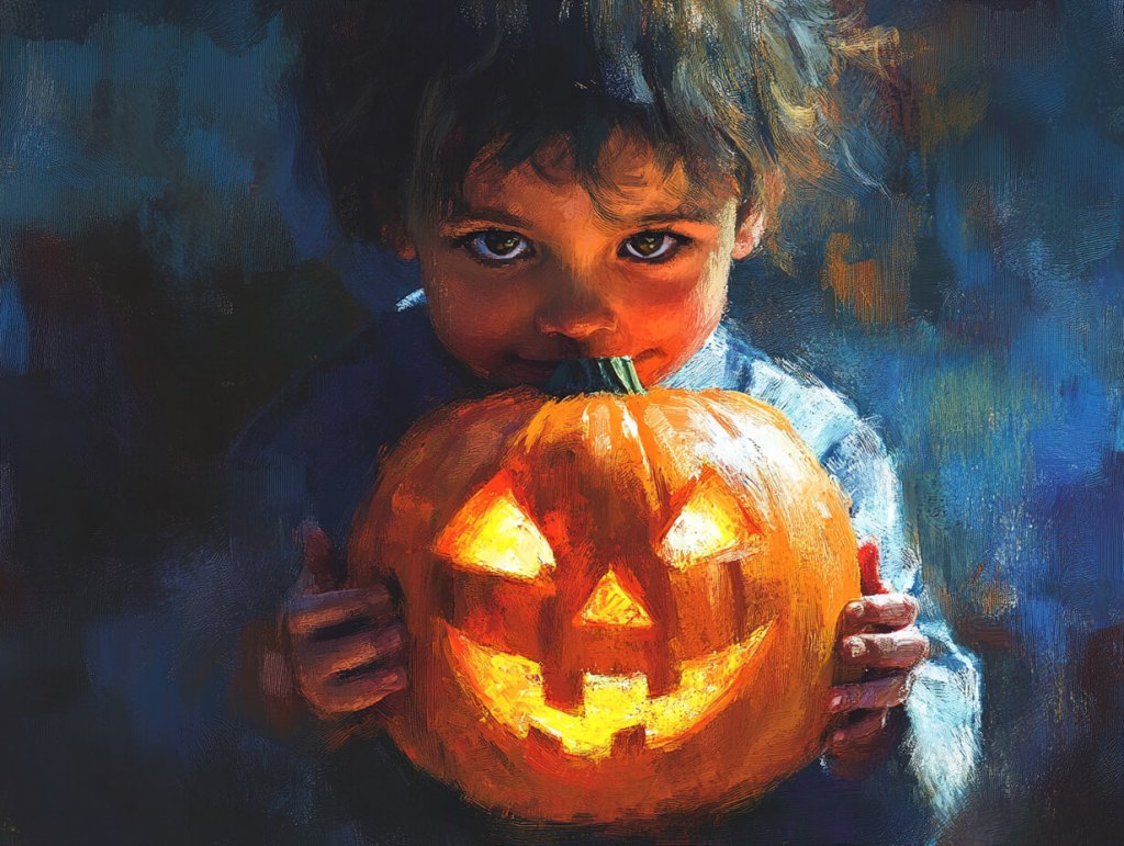 Una calabaza de Halloween iluminada