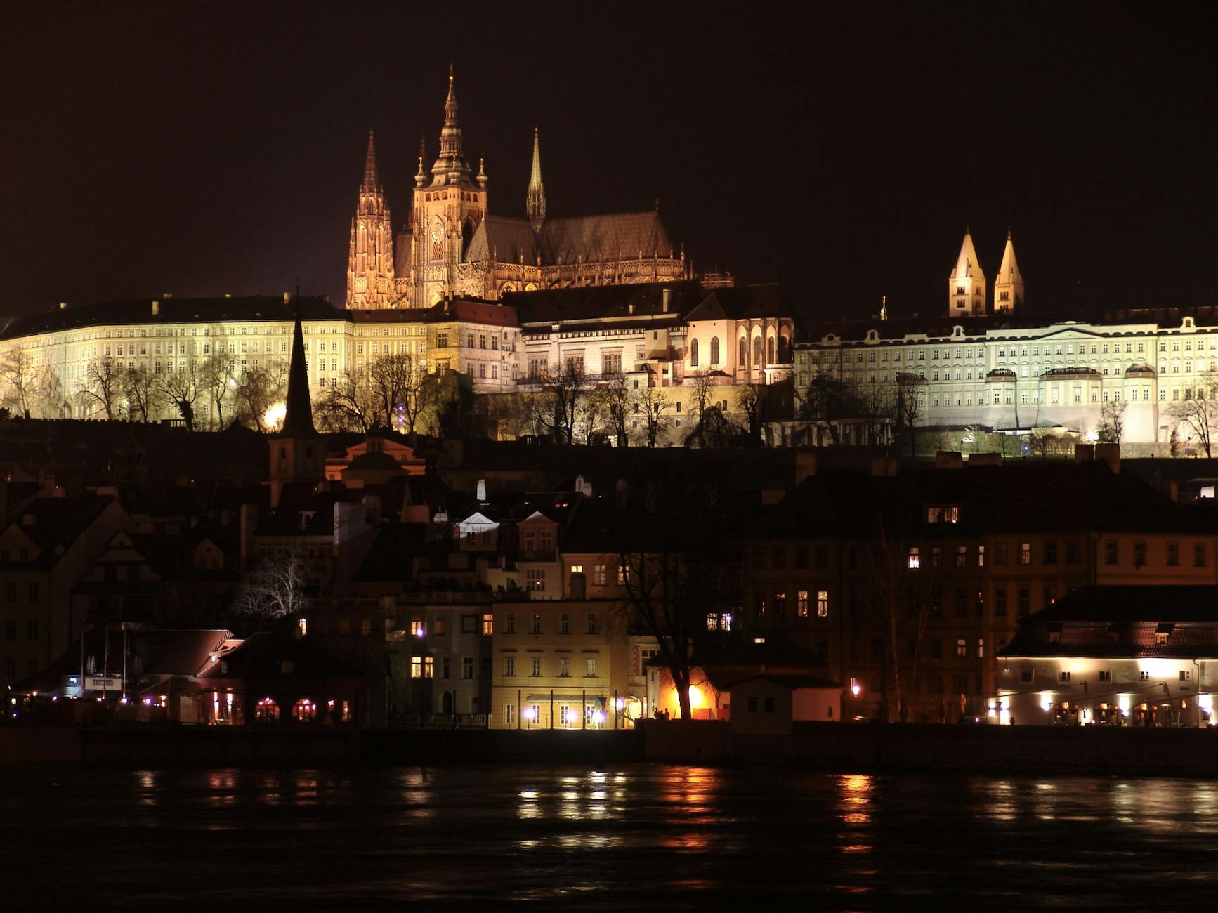 view of a castle at night