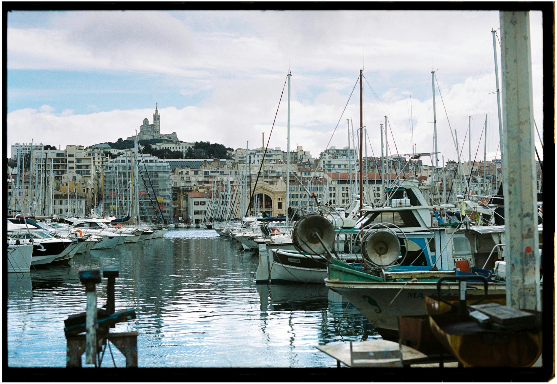 film photo of the old port of marseille france