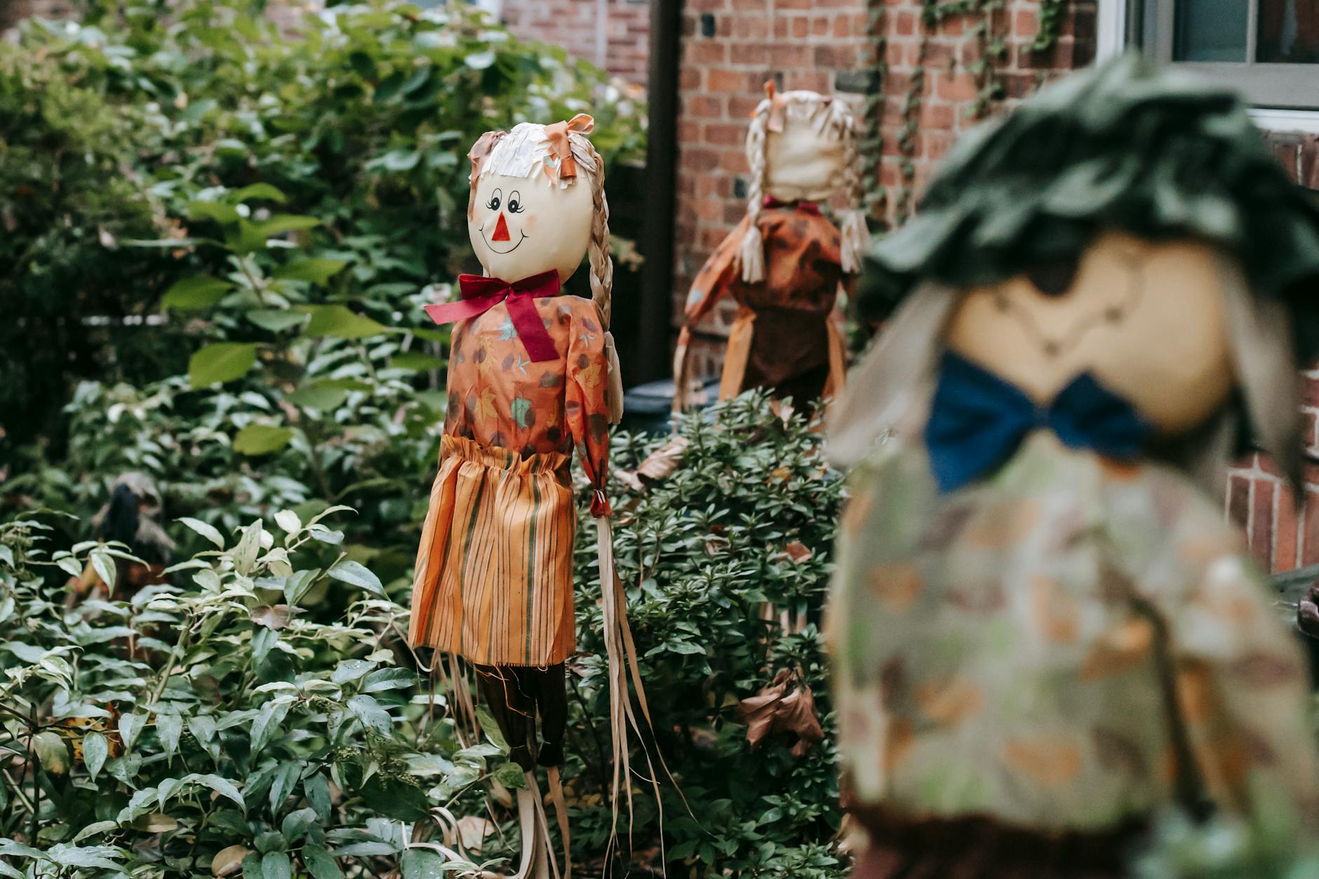 handmade toys on yard of house