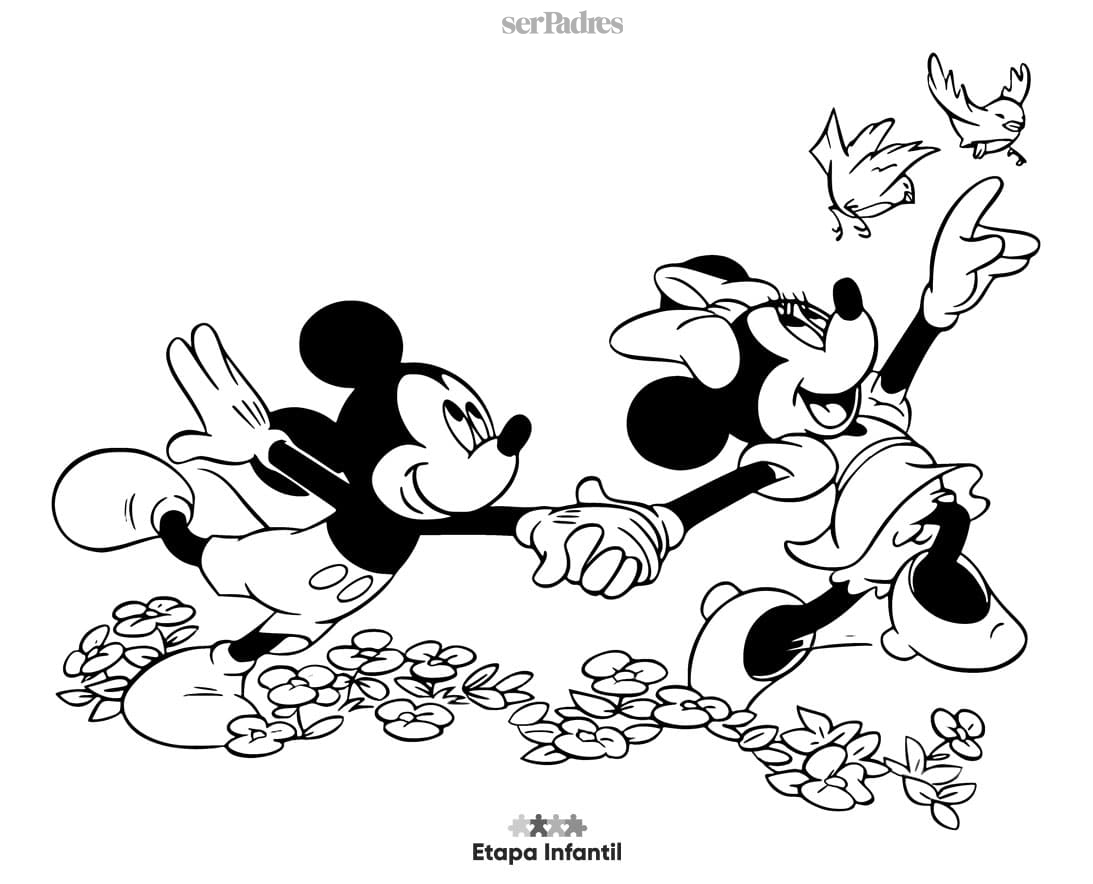 Dibujos para colorear de Mickey Mouse y Minnie Mouse