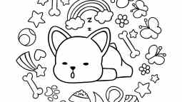 Dibujo cachorrito durmiendo Kawaii