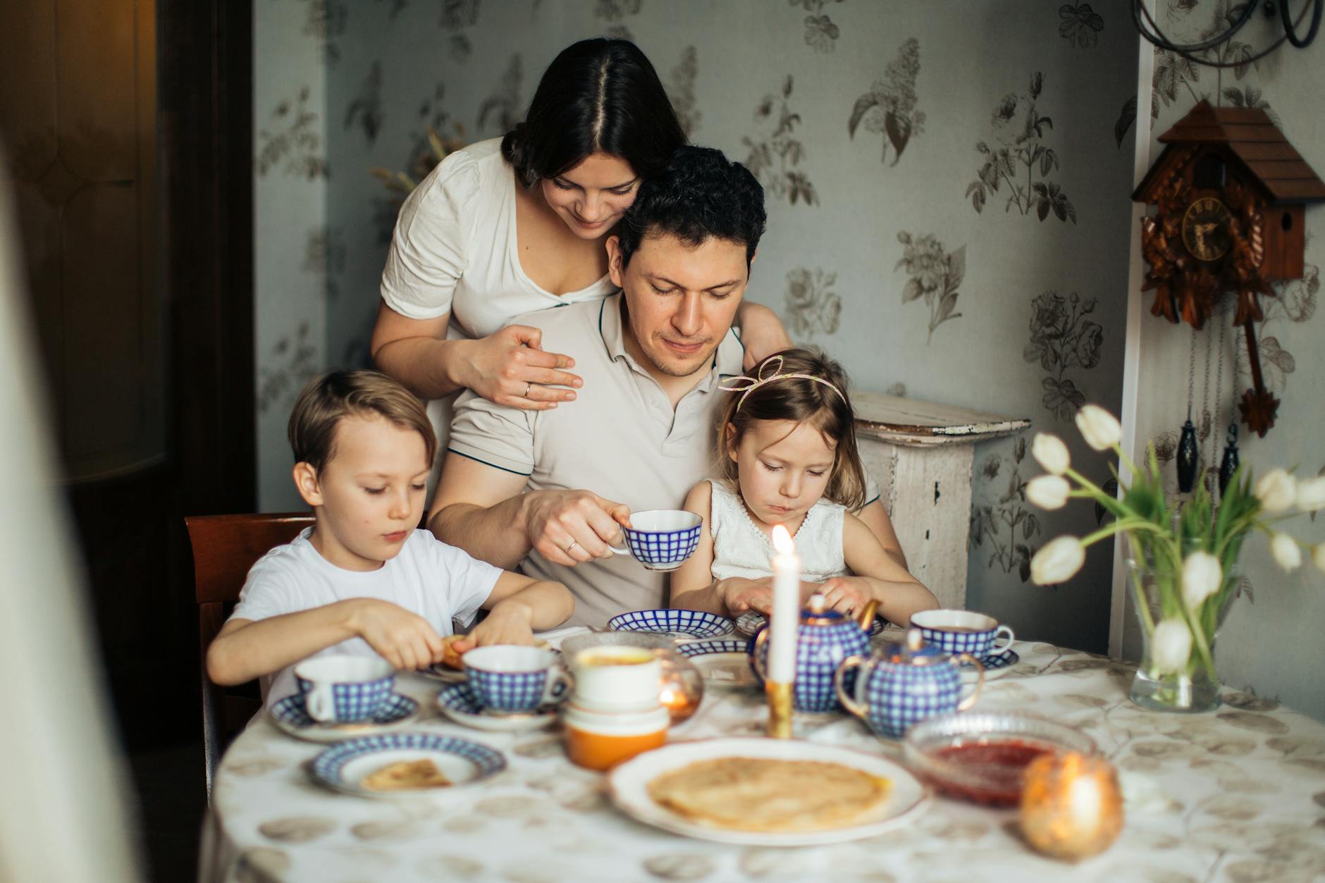 family sitting at table
