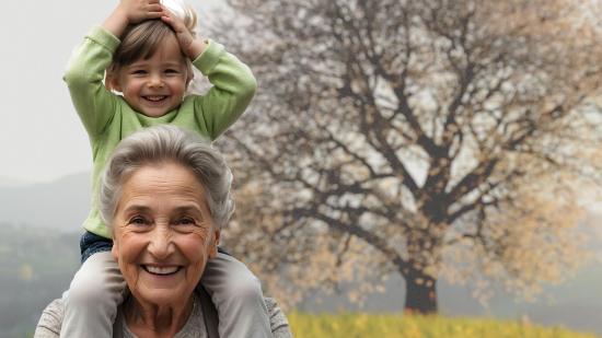 Una abuela con su nieto