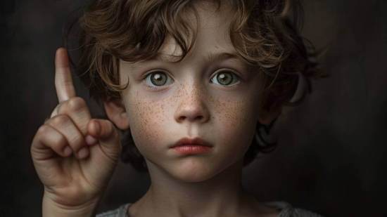 Niño reflexivo pide turno de palabra