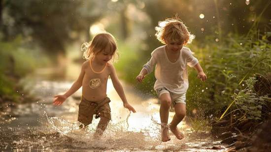Niños corriendo