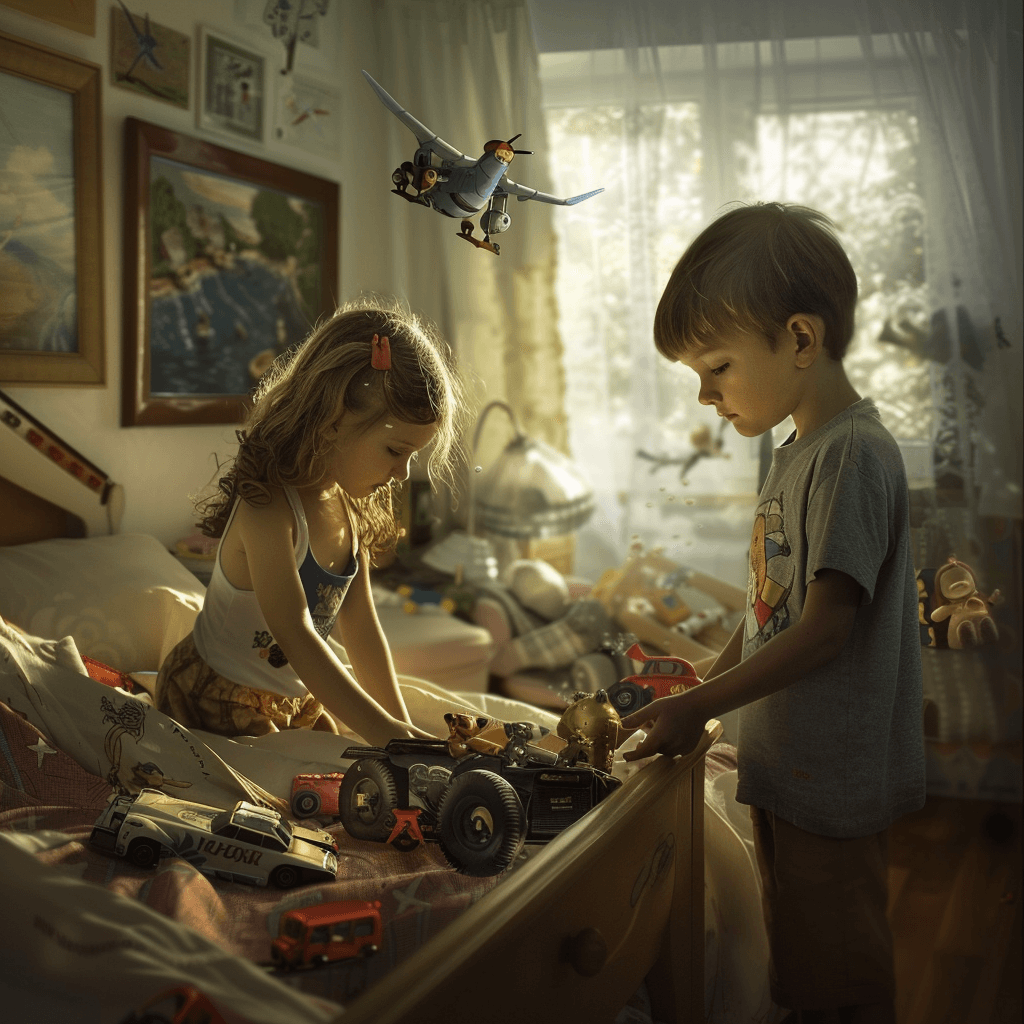 Niños ordenando habitación
