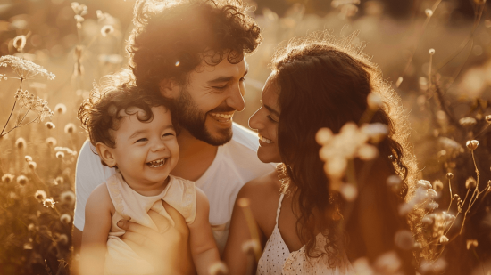 Una familia sonriente