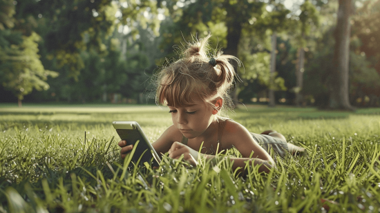 niña jugando con el móvil