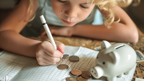 niña aprendiendo economía