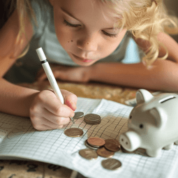 niña aprendiendo economía