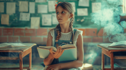 Una niña, en clase de lengua
