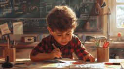 Un niño, en clase de matemáticas