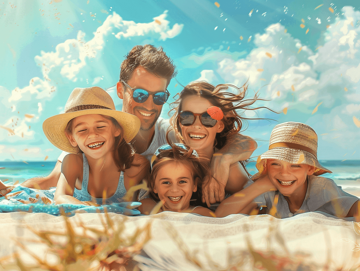 Una familia en la playa