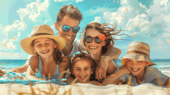 Una familia en la playa