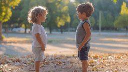 Dos niños, en el parque