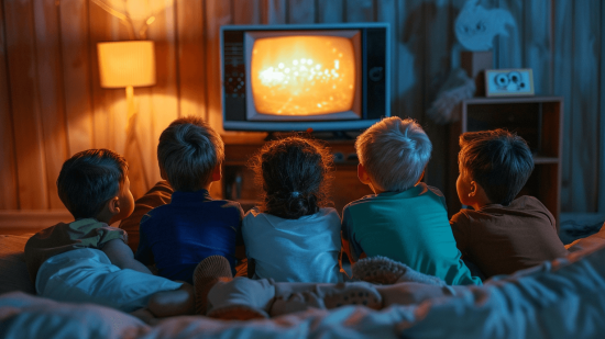 Niños viendo una peli