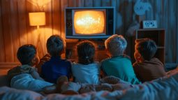 Niños viendo una peli