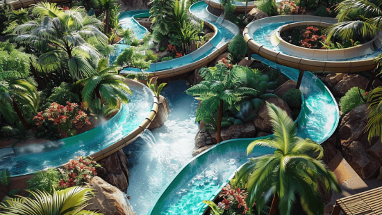 Parque de agua con toboganes