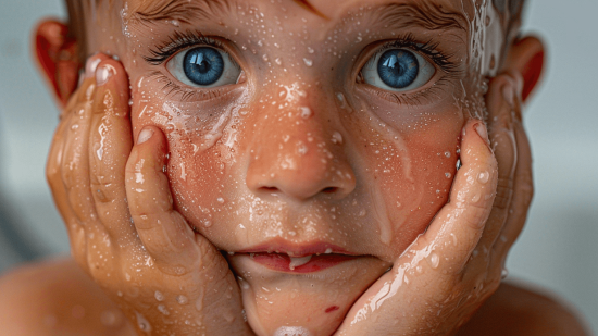 Un niño arrugado de tanto agua