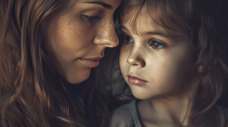 Una mamá cuida de su hija
