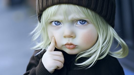 NIño rubio pensando