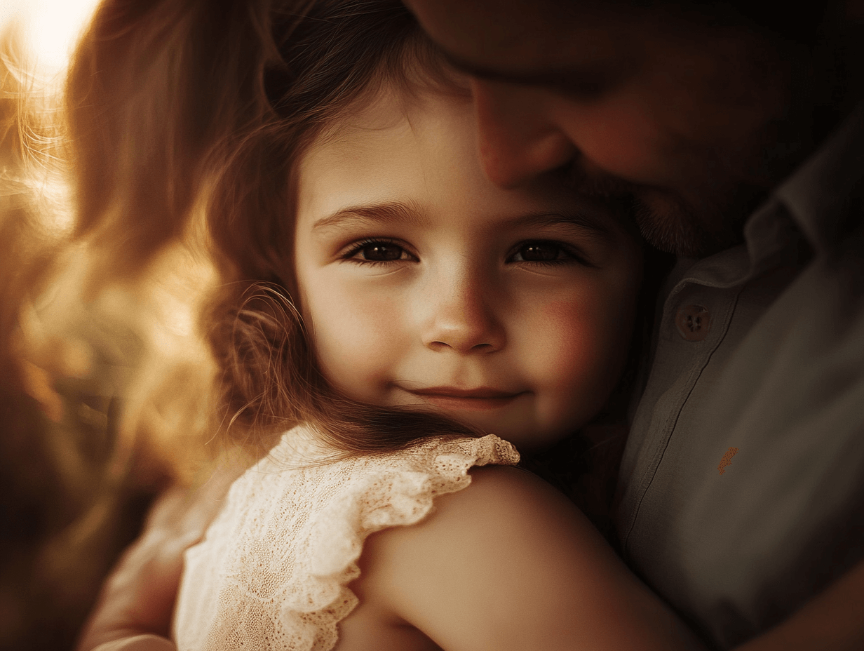 Una niña abrazada a su padre
