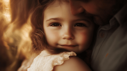 Una niña abrazada a su padre