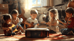 Un grupo de niños en clase de música