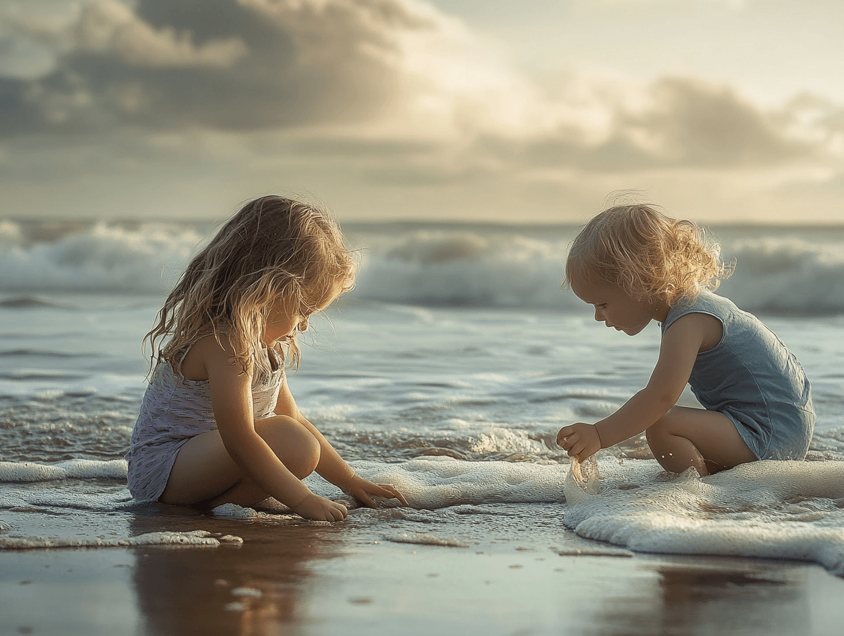 Dos niñas, de vacaciones en la playa