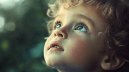 un niño mira al cielo