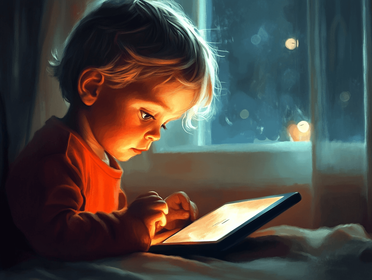 Un niño mirando una tablet