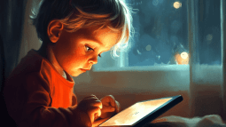 Un niño mirando una tablet