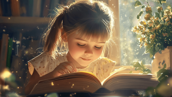 Una niña leyendo
