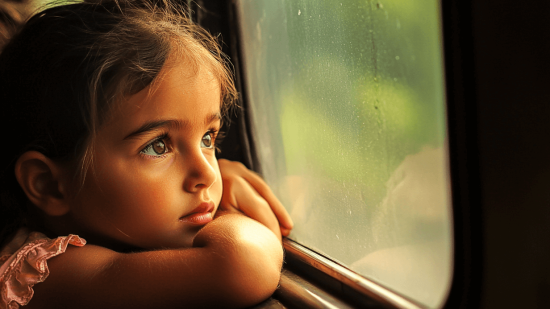 Una niña en un tren