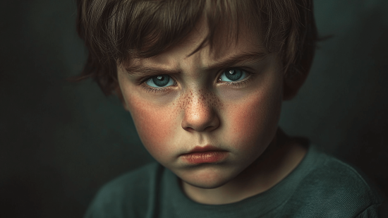 Un niño, con rabia