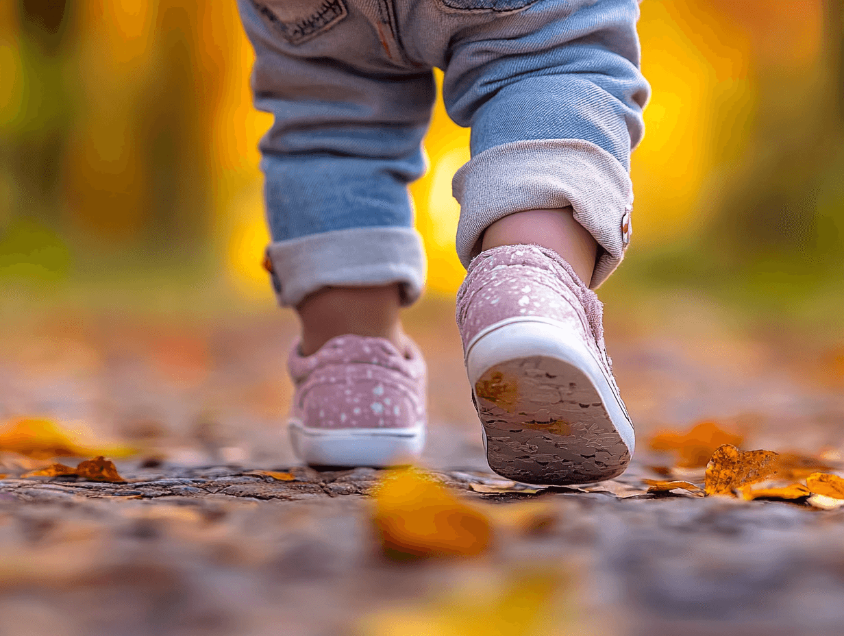 Un niño pequeño caminando