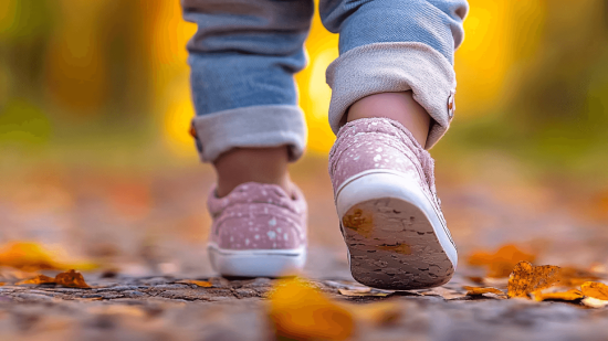 Un niño pequeño caminando