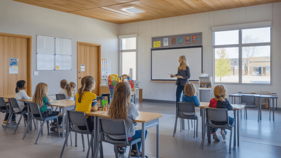 Una profesora imparte clase