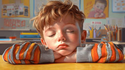 Un niño, dormido en clase