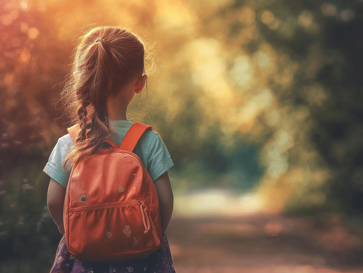 Una niña, en el primer día de cole